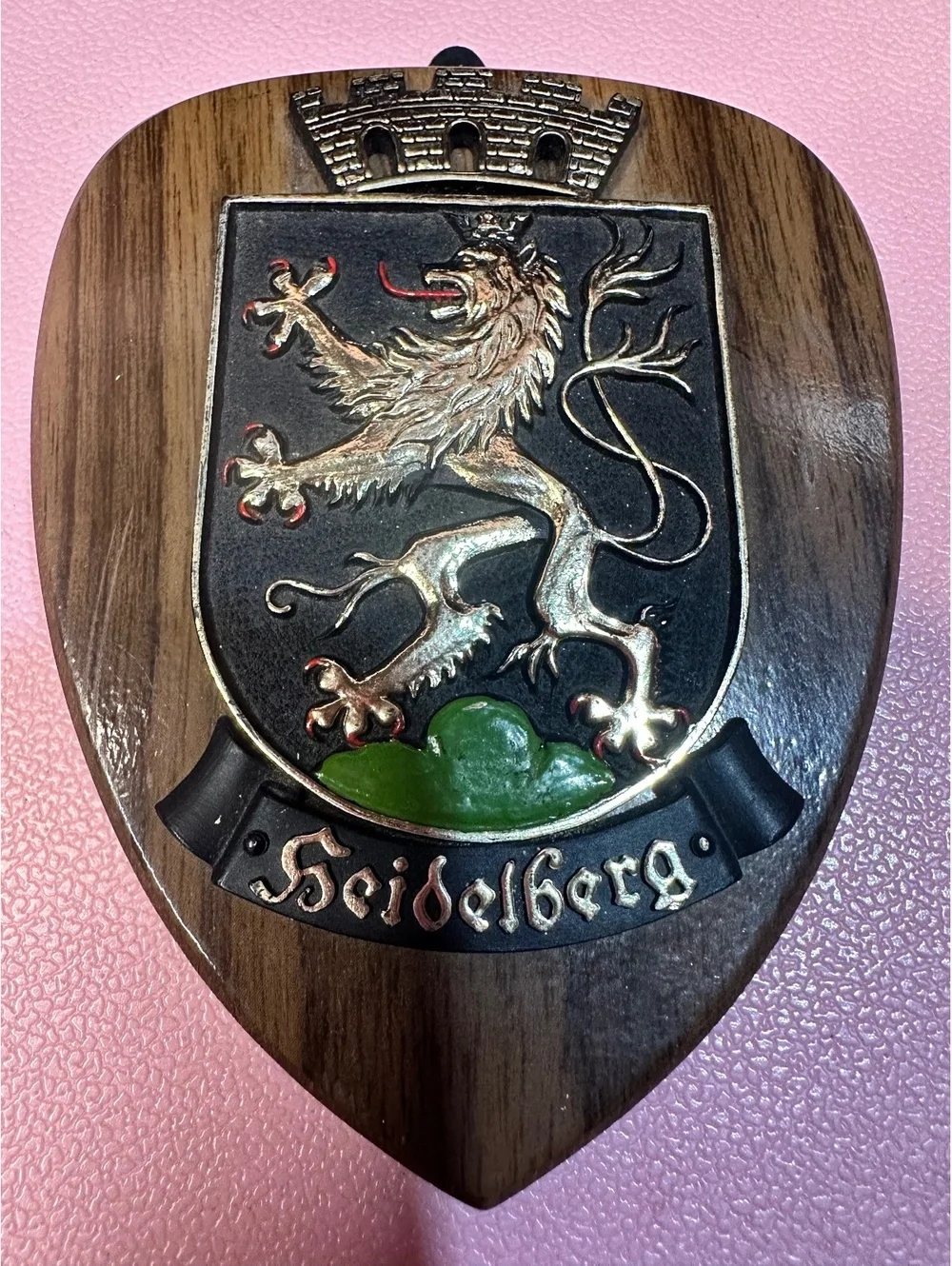 Vintage Heidelberg Crest Wooden Plaque Wall Hanging
